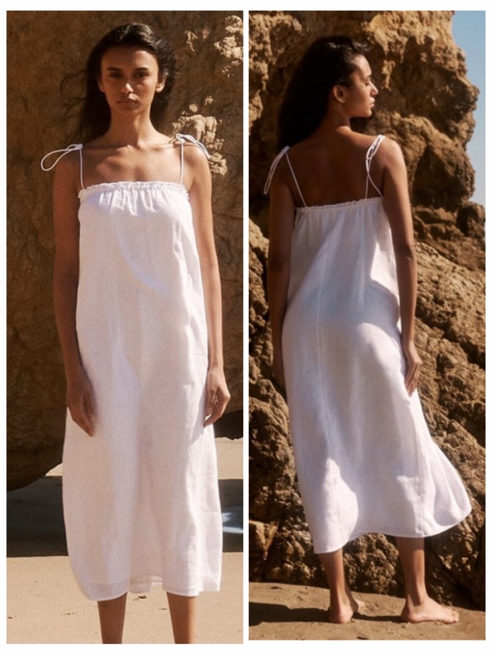 Reformation Janet Linen Dress Tie Straps